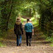 Visitors walking along the Bridleway at Foremark Derbyshire
